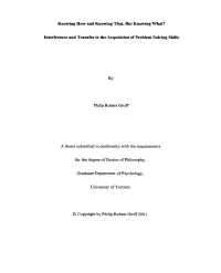 Interference and Transfer in the Acquisition of Problem Solving Skills