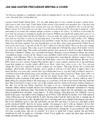 Jak and Daxter Precursor Writing a Cover