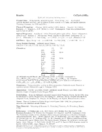 Kassite Cati2o4(OH)2 C 2001-2005 Mineral Data Publishing, Version 1 Crystal Data: Orthorhombic, Pseudohexagonal