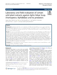 Laboratory and Field Evaluation of Certain Wild Plant Extracts Against Aphis Fabae Scop