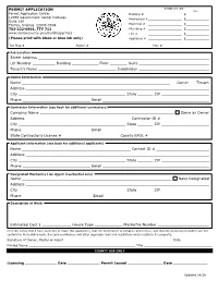 PERMIT APPLICATION Fee Permit Application Center Building # $
