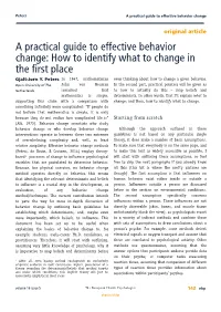 A Practical Guide to Effective Behavior Change