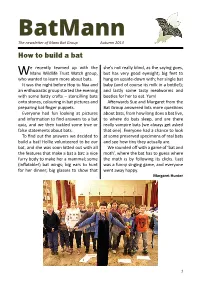 Batmann the Newsletter of Manx Bat Group Autumn 2014 How to Build a Bat