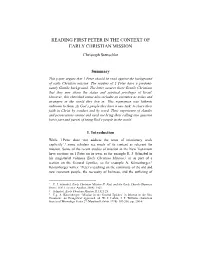 READING FIRST PETER in the CONTEXT of EARLY CHRISTIAN MISSION Christoph Stenschke