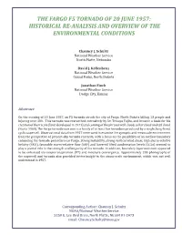 The Fargo F5 Tornado of 20 June 1957: Historical Re-Analysis and Overview of the Environmental Conditions