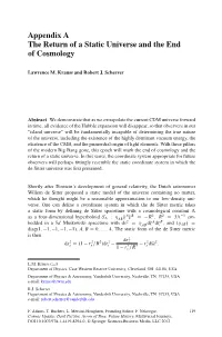Appendix a the Return of a Static Universe and the End of Cosmology