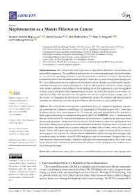Nephronectin As a Matrix Effector in Cancer