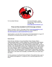Prize List Now Available for 2014 Dressage at Devon
