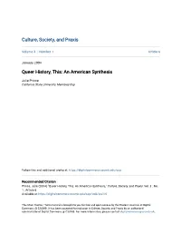 Queer History, This: an American Synthesis