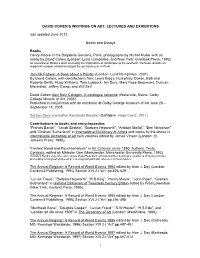 1 David Cohen's Writings on Art, Lectures And