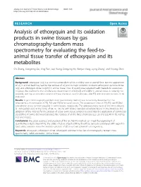 Analysis of Ethoxyquin and Its Oxidation Products in Swine Tissues