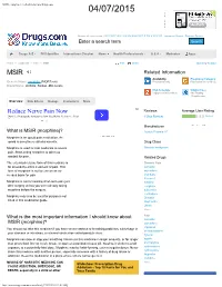 MSIR (Morphine) Medical Facts from Drugs.Com 04/07/2015