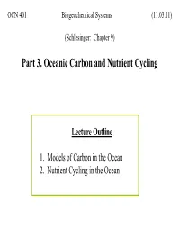 Part 3. Oceanic Carbon and Nutrient Cycling