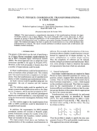 Space Physics Coordinate Transformations : a User Guide