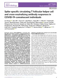 Spike-Specific Circulating T Follicular Helper Cell and Cross-Neutralizing Antibody Responses in COVID-19-Convalescent Individuals