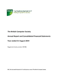 The British Computer Society Annual Report and Consolidated Financial