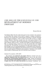 The Idea of Pre-Existence in the Development of Mormon Thought