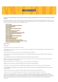 Tigerair Conditions of Carriage