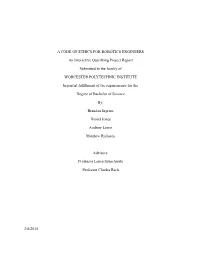 A Code of Ethics for Robotics Engineers