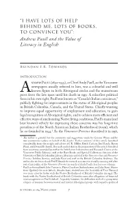 Andrew Paull and the Value of Literacy in English1