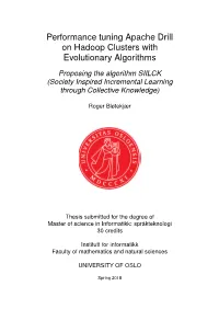 Performance Tuning Apache Drill on Hadoop Clusters with Evolutionary Algorithms