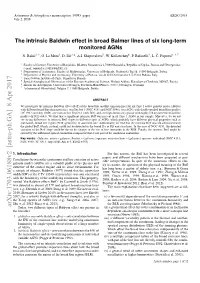 The Intrinsic Baldwin Effect in Broad Balmer Lines of Six Long-Term