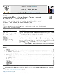 Adding Deltoid Ligament Repair in Ankle Fracture Treatment: Is It Necessary? a Systematic Review