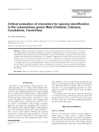 Critical Evaluation of Characters for Species Identification in The
