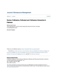 Review: Pollination, Pollinated and Pollinators Interaction in Pakistan