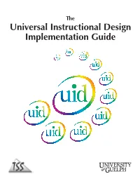 Universal Instructional Design Implementation Guide Credits