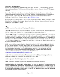 Glossary Derived From: Human Research Program Integrated Research Plan, Revision A, (January 2009)