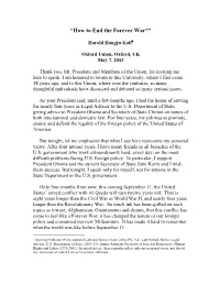 “How to End the Forever War?”