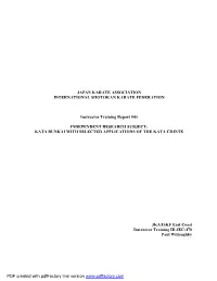 Independent Research Subject: Kata Bunkai with Selected Applications of the Kata Chinte