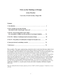 Notes on the Ontology of Design