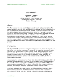 Running Head: Ipod Forensics
