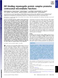 EB1-Binding–Myomegalin Protein Complex Promotes Centrosomal Microtubules Functions