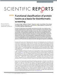 Functional Classification of Protein Toxins As a Basis for Bioinformatic