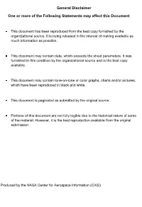 General Disclaimer One Or More of the Following Statements May Affect This Document