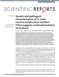Genetic and Pathogenic Characterisation of 11 Avian