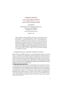 Normal Proofs, Cut Free Derivations and Structural Rules