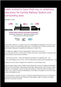 Public Invited to Have Their Say on Ambitious New Plans for Carlisle Railway Station and Surrounding Area