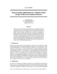 Deep Learning Applications for Computer-Aided Design of Directed Evolution Libraries