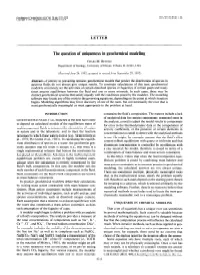 LETTER the Question of Uniqueness in Geochemical Modeling