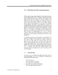 5.0 Park-Specific Recommendations