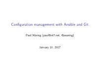 Configuration Management with Ansible And