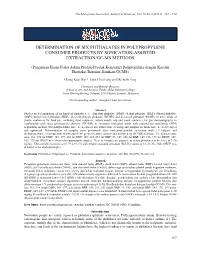 Determination of Six Phthalates in Polypropylene Consumer Products by Sonication-Assisted Extraction/Gc-Ms Methods