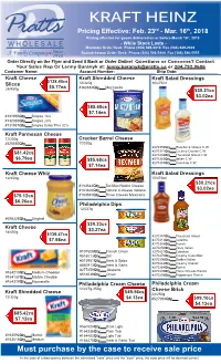 KRAFT HEINZ Pricing Effective: Feb