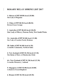 Rosary Relay Shrine List 2017