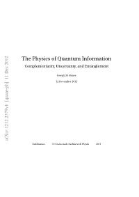 The Physics of Quantum Information