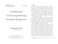 Conditionals: a Unifying Ranking-Theoretic Perspective